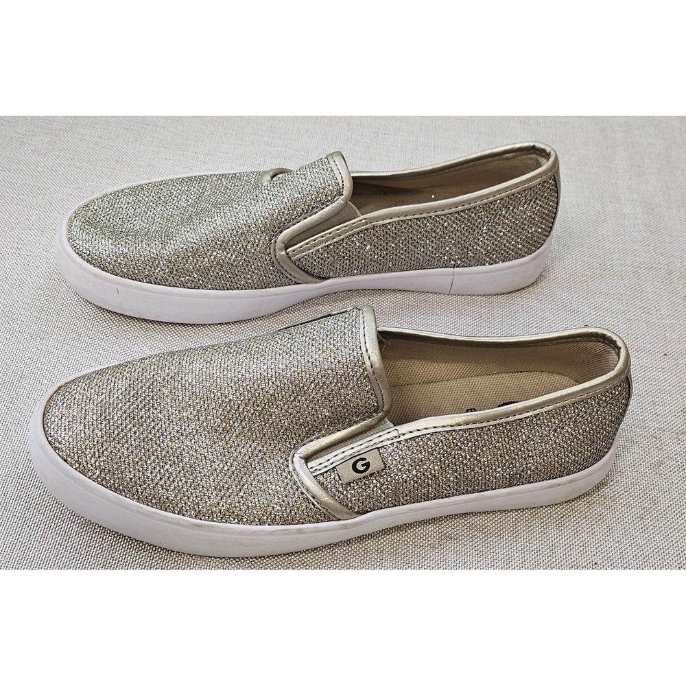 G by Guess Malden Slip On Sneakers Womens 6 Gold Glitter GGMALDEN Low Top Shoes